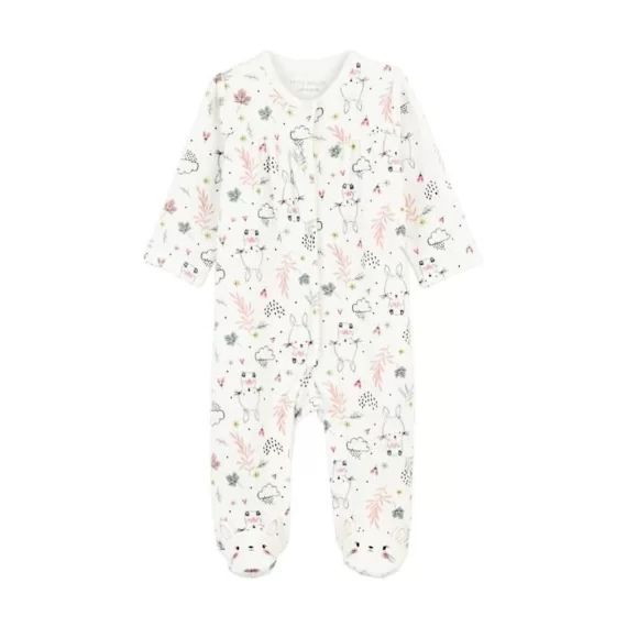 Pyjama Bébé En Velours Happy Bunny Blanc
