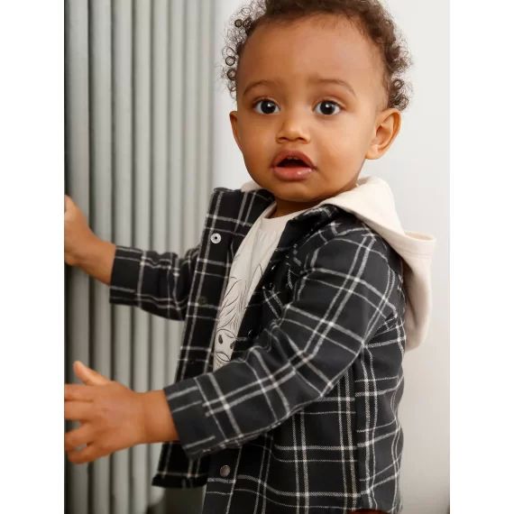 Chemise à carreaux bébé garçon carreaux gris béton