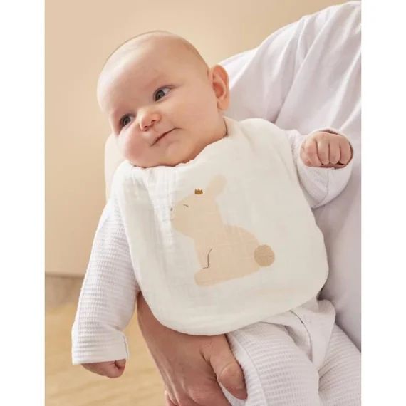 Set de 3 bavoirs mousseline de coton BIO blanc