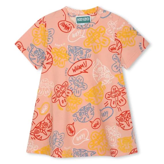 Robe avec boutons pression Fille Rose