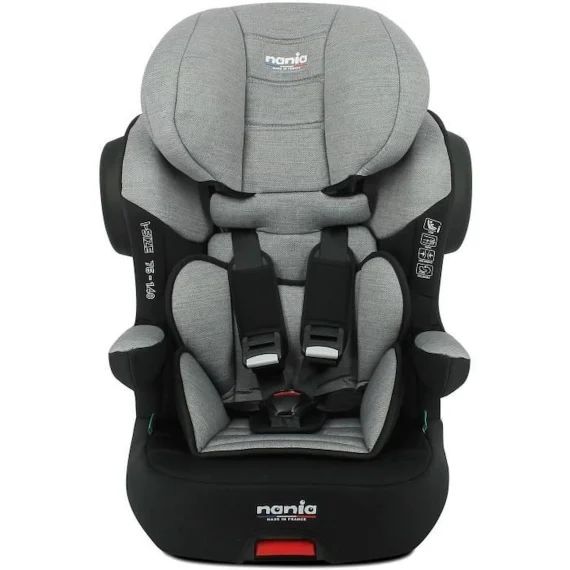 Siège auto isofix NANIA MAX I FIX 76-140 cm R129 –de 3 à 10 ans – Têtière réglable – Base inclinable – Gris – Fabrication Française gris