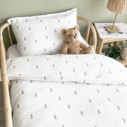 Parure de lit bébé taie et housse de couette 100×140 cm gaze de coton Ananas