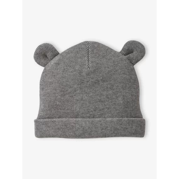 Bonnet à oreilles bébé gris clair chiné
