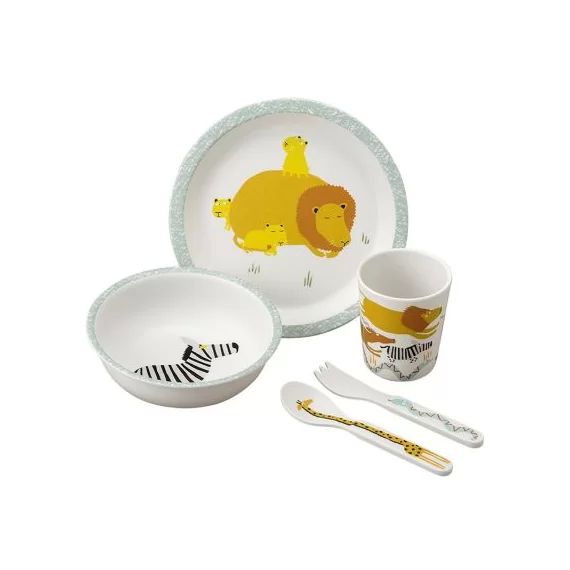 Coffret repas en mélamine La savane (5 pièces)