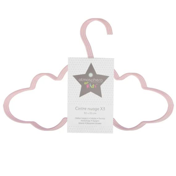 Lot De 3 Cintres Nuage Enfant Rose