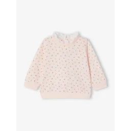 Sweat naissance imprimé petites fleurs avec col brodé rose pâle