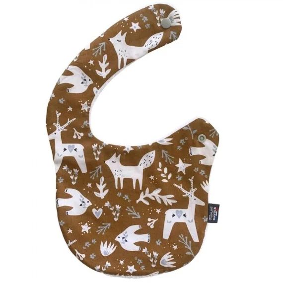 Bavoir Nourrisson Coton 0 À 12 Mois – Animaux D&rsquo;hiver Moka Marron