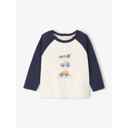 T-shirt bébé manches longues avec imprimé placé devant marine