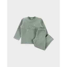 Pyjama 2 Pièces En Velours Avec Broderie Mammouth Vert