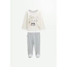Pyjama Bébé 2 Pièces En Velours Tropic Moon Ecru