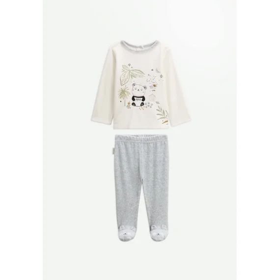 Pyjama Bébé 2 Pièces En Velours Tropic Moon Ecru