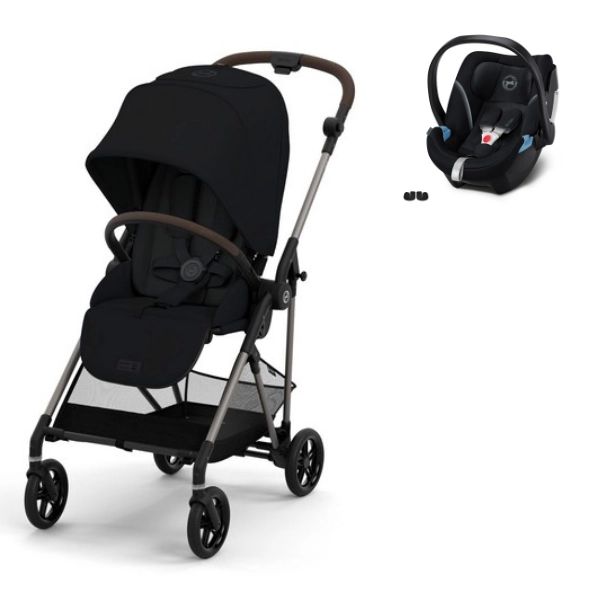 Poussette Cybex Melio 3 Châssis Bronze – Moon Black + Coque Auto Aton 5 – Deep Black