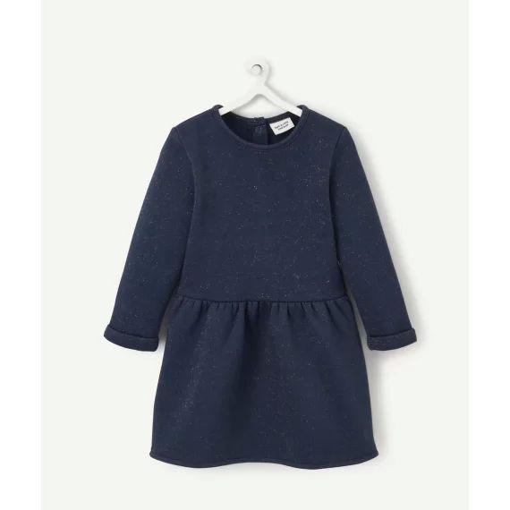 Robe bébé fille en fibres recyclées bleu marine à paillettes –  – Soldes