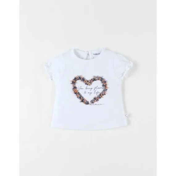 T-shirt Coeur À Courtes Manches Blanc
