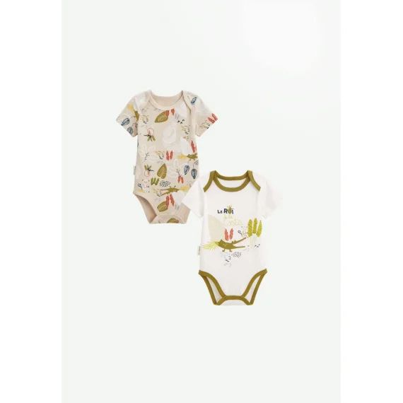 Lot De 2 Bodies Bébé Manches Courtes Costa Vert