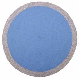 Tapis Enfant Nolan Laine Mélangée Bleu / Lin Rond Ø120 – Nattiot Bleu