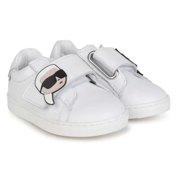 Baskets en cuir à scratch Fille Blanc