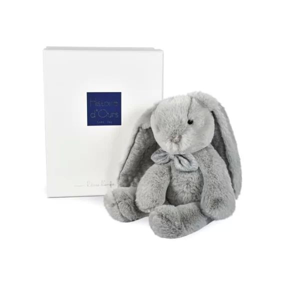 Coffret peluche lapin gris perle Preppy Chics (30 cm)