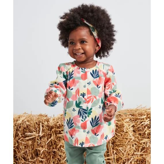 Blouse à manches longues bébé fille en coton et imprimée –  – Soldes