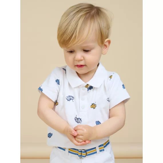 Polo Blanc À Imprimé Zèbre Bébé Garçon