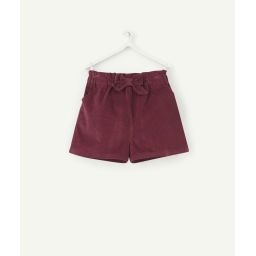Short bébé fille en velours couleur prune