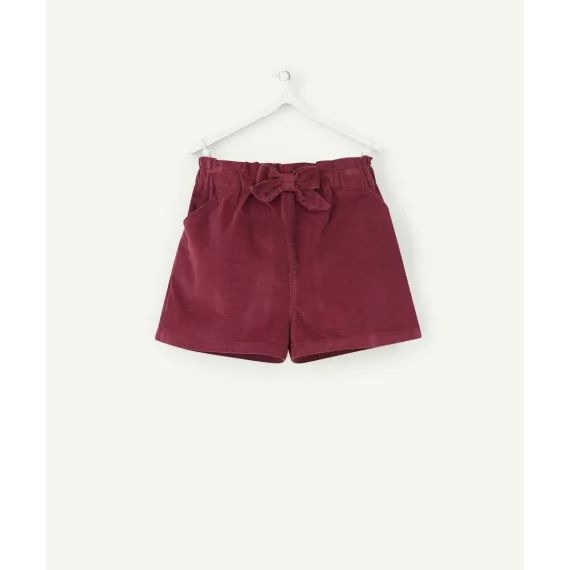 Short bébé fille en velours couleur prune