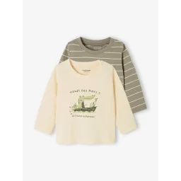 Lot de 2 T-shirts manches bébé kaki