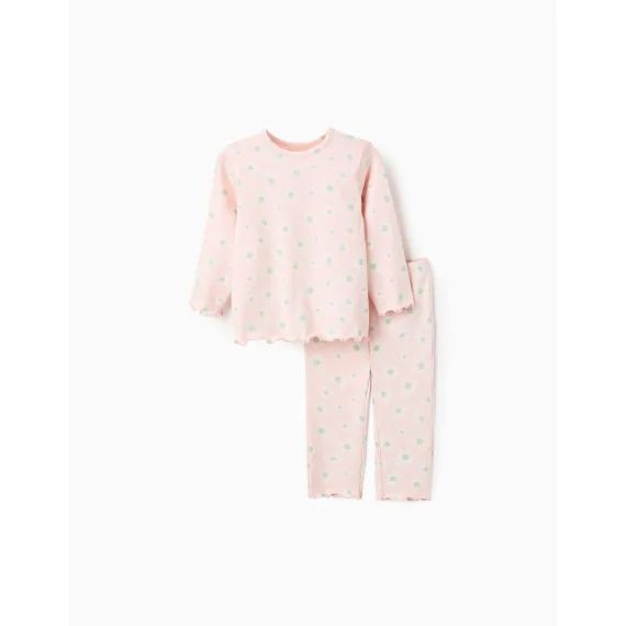 Pyjama Côtelé Avec Motif Floral Rose Clair