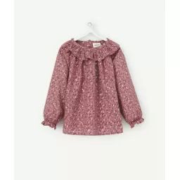 Blouse bébé fille prune imprimée avec étoiles et volants –  – Soldes