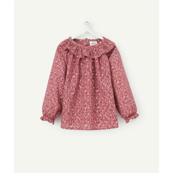 Blouse bébé fille prune imprimée avec étoiles et volants –  – Soldes