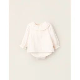 Chemisier En Coton Avec Body Incorporé Beige Clair