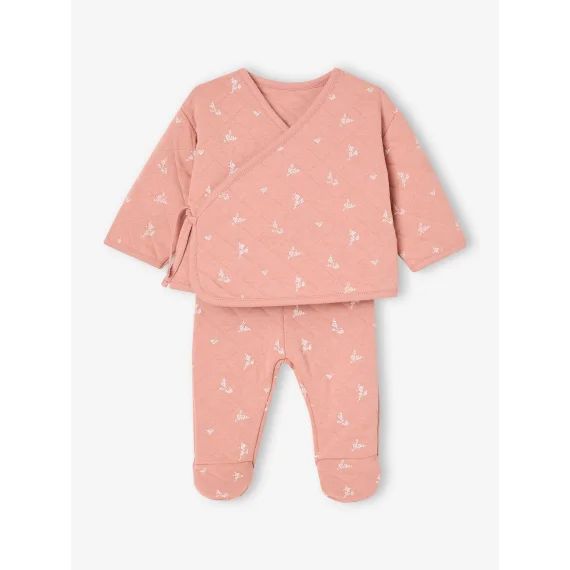 Ensemble naissance fleuri rose