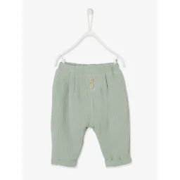 Pantalon coupe sarouel en gaze de coton tilleul