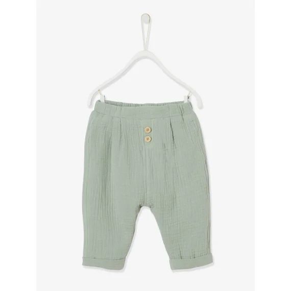 Pantalon coupe sarouel en gaze de coton tilleul