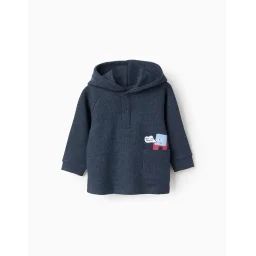 Sweat À Capuche Et Texture Waffle Bleu Foncé
