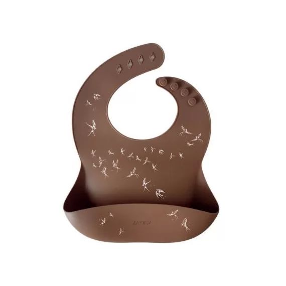 Bavoir en silicone à poche Hirondelles Noisette