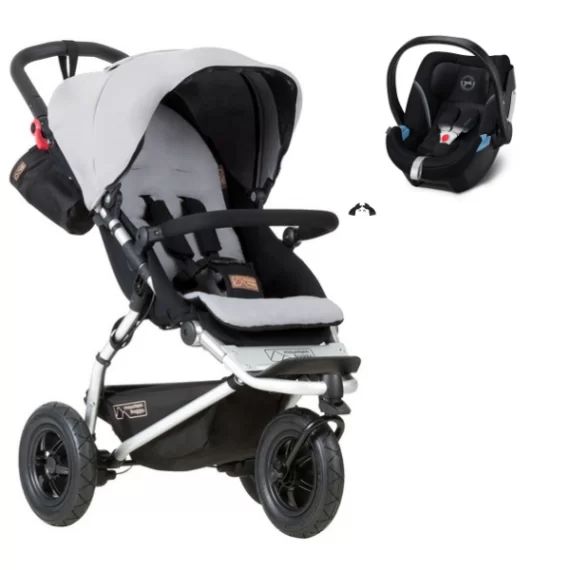 Poussette Mountain Buggy Swift – Silver + Coque Auto Cybex Aton 5 – Deep Black