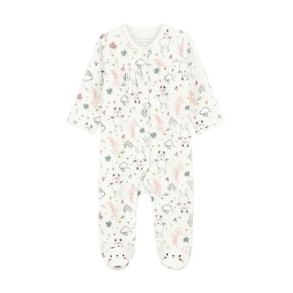 Pyjama Bébé En Velours Happy Bunny Blanc