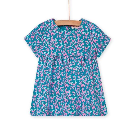 Robe Bleu Turquoise À Imprimé Fleuri Bébé Fille