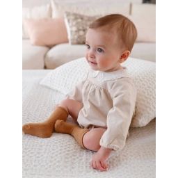 Combinaison barboteuse bébé manches longues beige