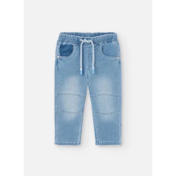 Jean Avec Taille Élastique Et Cordon De Serrage Bleu