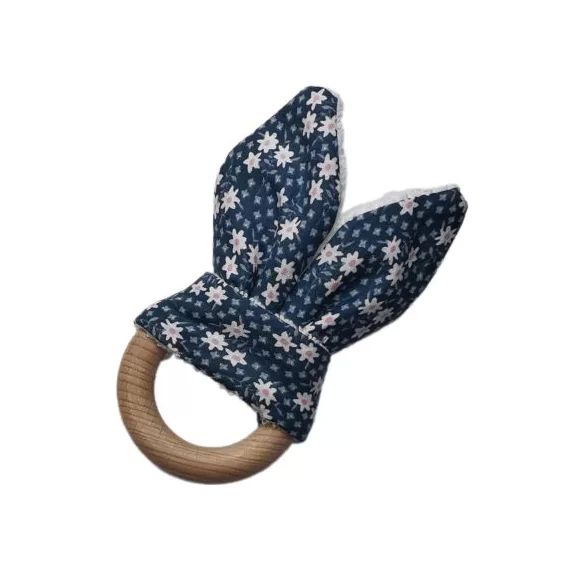 Anneau de dentition en bois Lapinou liberty bleu