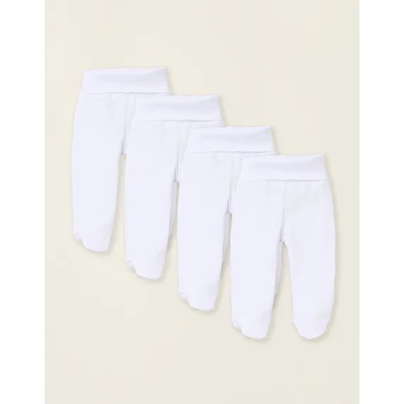 Pack 4 Pantalons À Pieds En Pointelle Blanc