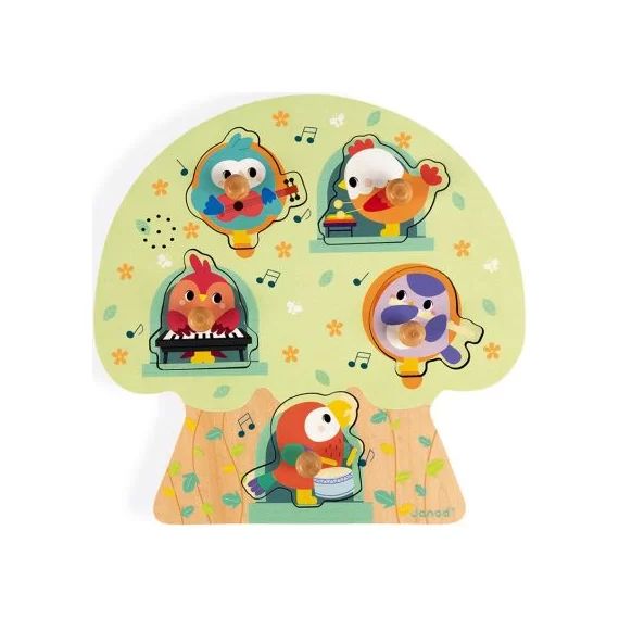 Puzzle musical à encastrer Les oiseaux en fête (5 pièces)