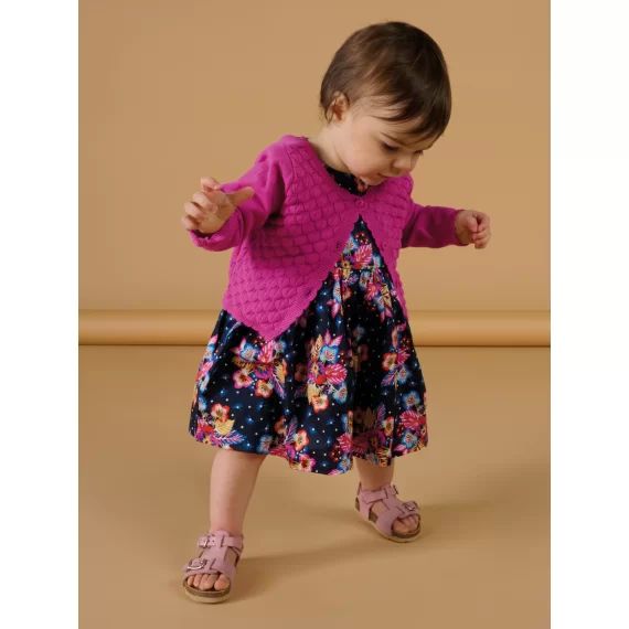 Cardigan Grenadine En Maille Fantaisie – Rose