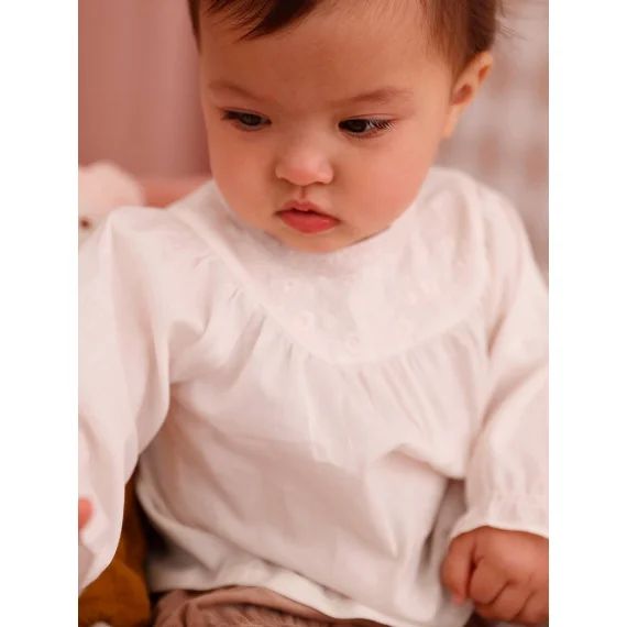 Blouse brodée bébé naissance écru