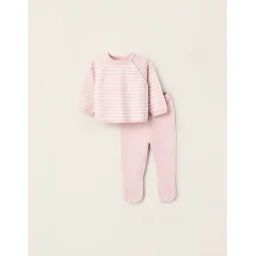 Ensemble En Maille À Rayures Rose