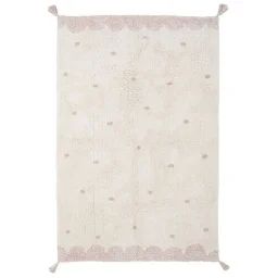 Tapis Enfant Minna Tissé Main En Coton Naturel / Rose 100×150 – Nattiot Rose