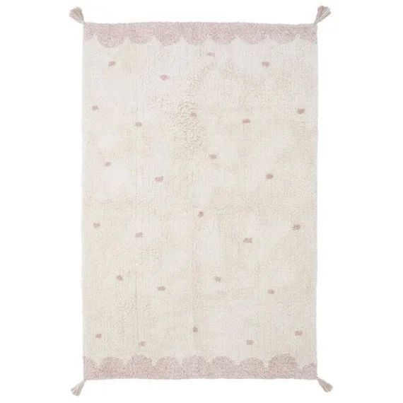 Tapis Enfant Minna Tissé Main En Coton Naturel / Rose 100×150 – Nattiot Rose
