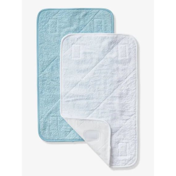 Lot de 2 tapis pour matelas à langer Basics bleu grisé + blanc